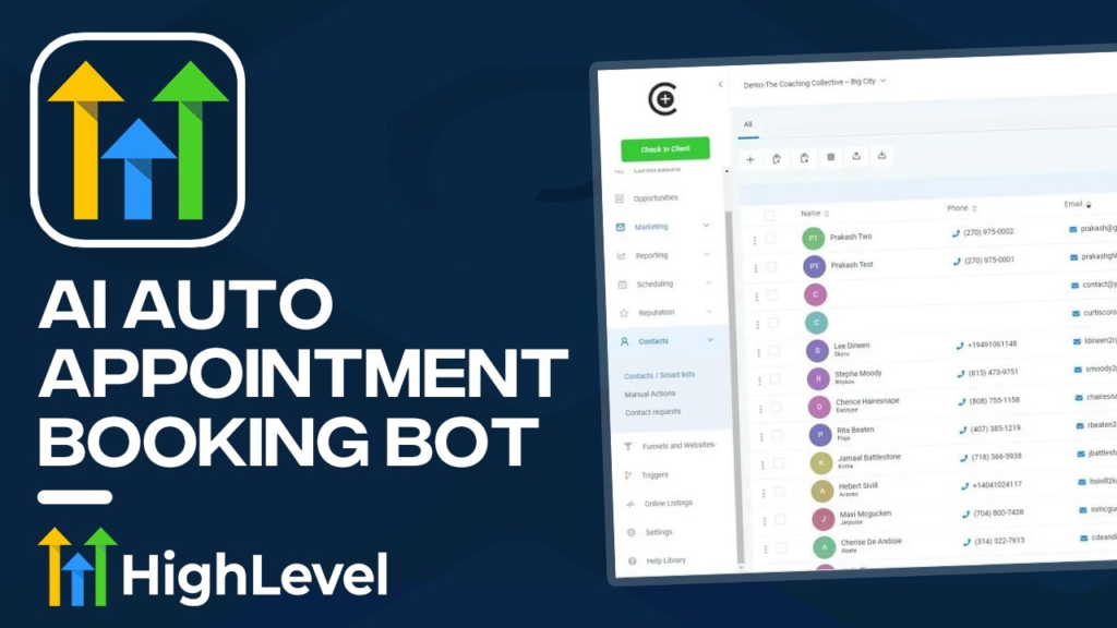 GoHighLevel’s booking system with appointment scheduling options.