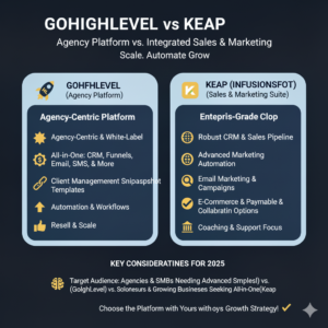 Read more about the article GoHighLevel vs Keap (Infusionsoft): Which CRM Is Better for Agencies & Small Businesses in 2025?