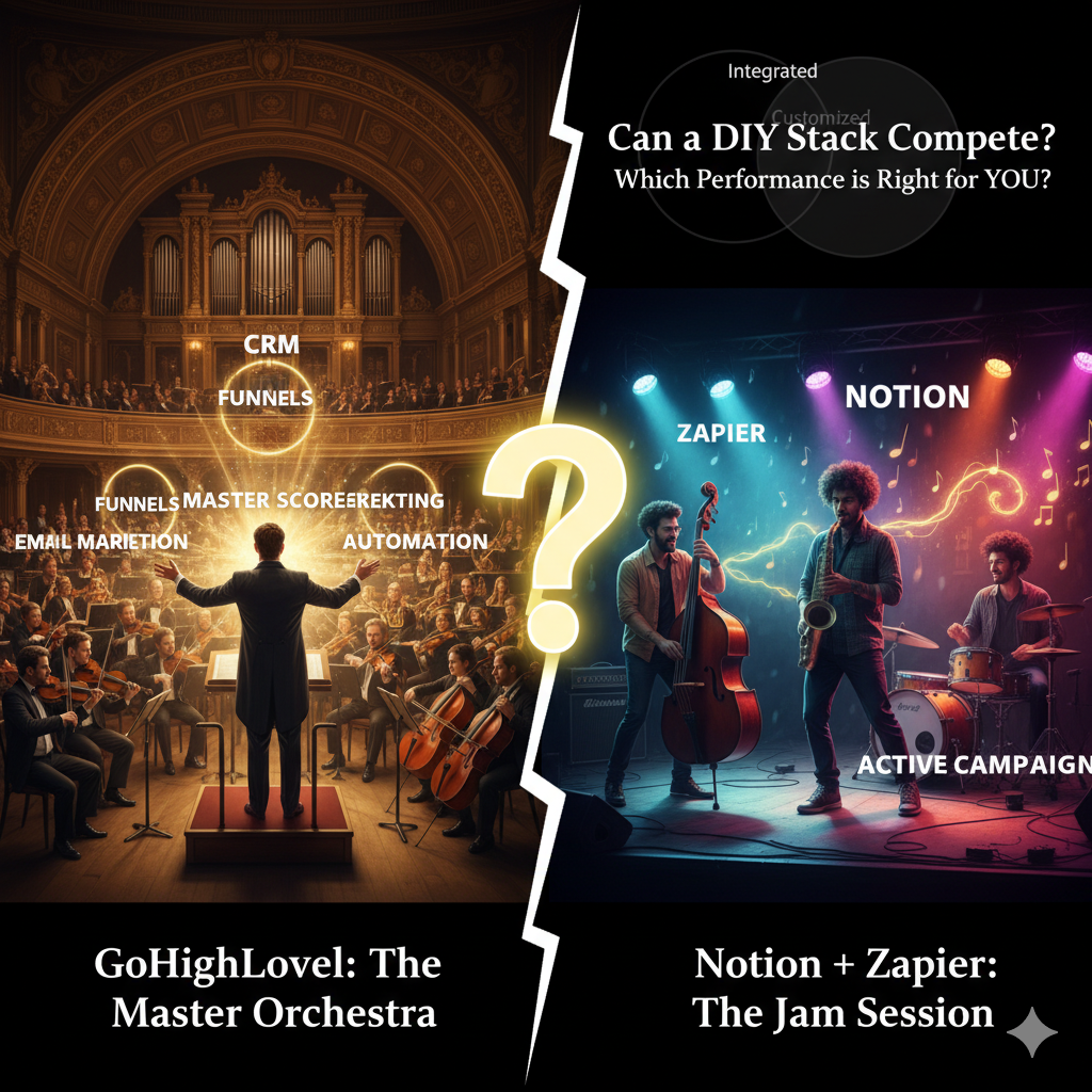 Read more about the article GoHighLevel vs Notion + Zapier: Can a DIY Stack Compete?