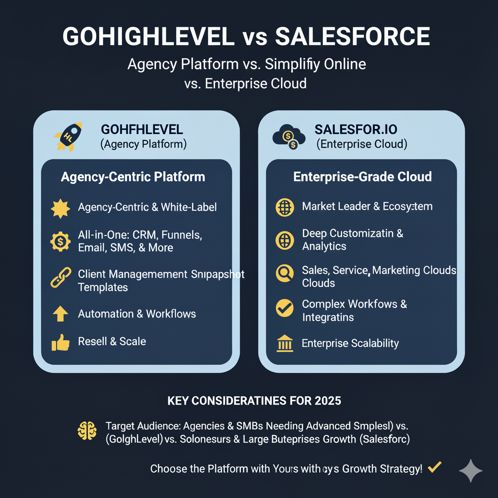 Read more about the article GoHighLevel vs Salesforce: Which CRM Is Best for Agencies and Small Businesses in 2025?