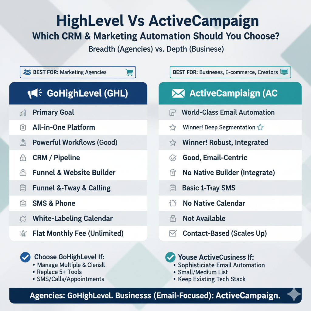 HighLevel Vs ActiveCampaign Which CRM & Marketing Automation Platform Should You Choose