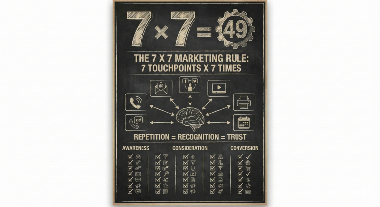 What is the 7 times 7 rule in marketing?